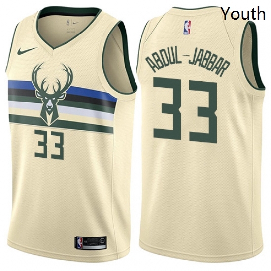 Youth Nike Milwaukee Bucks 33 Kareem Abdul Jabbar Swingman Cream NBA Jersey City Edition Youth Nike Milwaukee Bucks 33 Kareem Abdul Jabbar Swingman Cream NBA Jersey City Edition