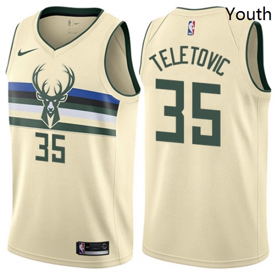 Youth Nike Milwaukee Bucks 35 Mirza Teletovic Swingman Cream NBA Jersey City Edition Youth Nike Milwaukee Bucks 35 Mirza Teletovic Swingman Cream NBA Jersey City Edition