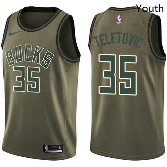 Youth Nike Milwaukee Bucks 35 Mirza Teletovic Swingman Green Salute to Service NBA Jersey Youth Nike Milwaukee Bucks 35 Mirza Teletovic Swingman Green Salute to Service NBA Jersey