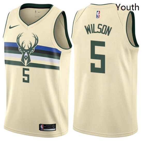Youth Nike Milwaukee Bucks 5 D J Wilson Swingman Cream NBA Jersey City Edition Youth Nike Milwaukee Bucks 5 D J Wilson Swingman Cream NBA Jersey City Edition