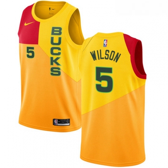 Youth Nike Milwaukee Bucks 5 D J Wilson Swingman Yellow NBA Jersey City Edition Youth Nike Milwaukee Bucks 5 D J Wilson Swingman Yellow NBA Jersey City Edition