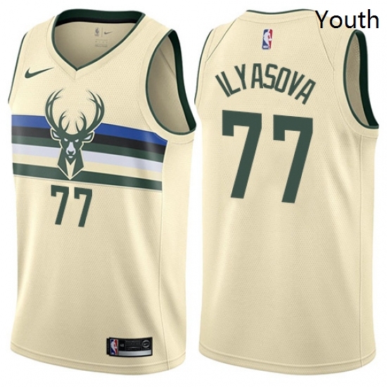 Youth Nike Milwaukee Bucks 77 Ersan Ilyasova Swingman Cream NBA Jersey City Edition Youth Nike Milwaukee Bucks 77 Ersan Ilyasova Swingman Cream NBA Jersey City Edition