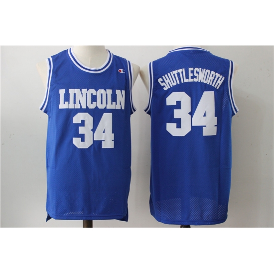 Men Lincoln 34 Shuttlesworth Blue Movie Stitched Jersey Men Lincoln 34 Shuttlesworth Blue Movie Stitched Jersey