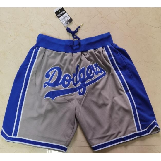 Men Los Angeles Dodgers Team Logo Gray Pocket Baseball Shorts Men Los Angeles Dodgers Team Logo Gray Pocket Baseball Shorts