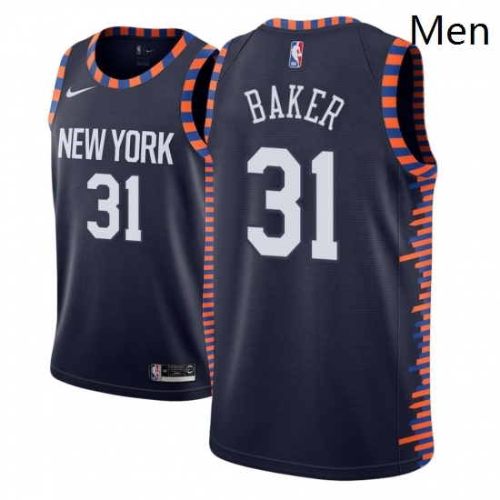 Men NBA 2018 19 New York Knicks 31 Ron Baker City Edition Navy Jersey Men NBA 2018 19 New York Knicks 31 Ron Baker City Edition Navy Jersey