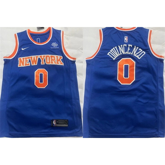 Men New Yok Knicks 0 Donte DiVincenzo Blue Stitched Basketball Jersey Men New Yok Knicks 0 Donte DiVincenzo Blue Stitched Basketball Jersey
