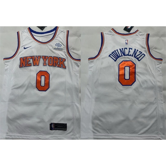 Men New Yok Knicks 0 Donte DiVincenzo White Stitched Basketball Jersey Men New Yok Knicks 0 Donte DiVincenzo White Stitched Basketball Jersey