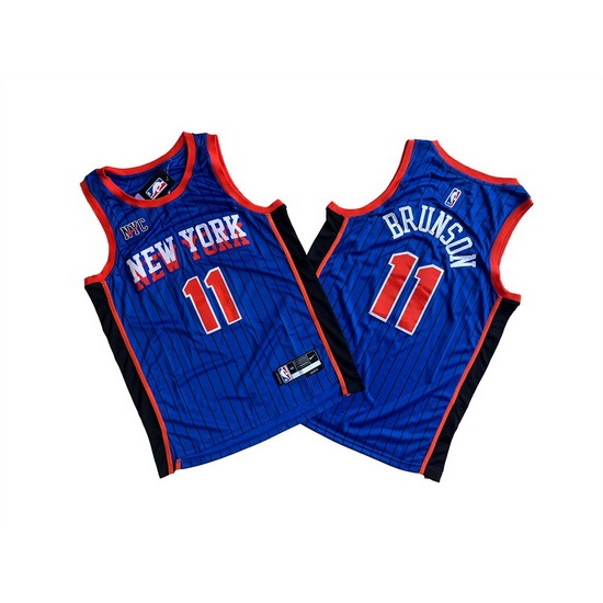 Men New Yok Knicks 11 Jalen Brunson Blue City Edition Stitched Basketball Jersey Men New Yok Knicks 11 Jalen Brunson Blue City Edition Stitched Basketball Jersey