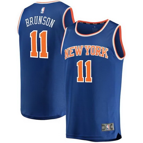 Men New Yok Knicks 11 Jalen Brunson Blue Icon Edition Stitched Basketball Jersey Men New Yok Knicks 11 Jalen Brunson Blue Icon Edition Stitched Basketball Jersey