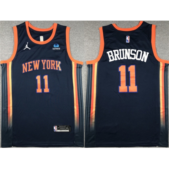 Men New Yok Knicks 11 Jalen Brunson Navy 2023 Statement Edition Stitched Basketball Jersey Men New Yok Knicks 11 Jalen Brunson Navy 2023 Statement Edition Stitched Basketball Jersey