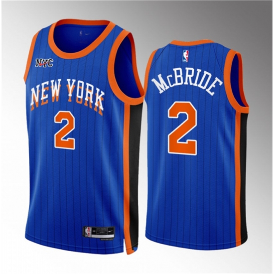 Men New Yok Knicks 2 Miles McBride Blue 2023 24 City Edition Stitched Basketball Jersey Men New Yok Knicks 2 Miles McBride Blue 2023 24 City Edition Stitched Basketball Jersey