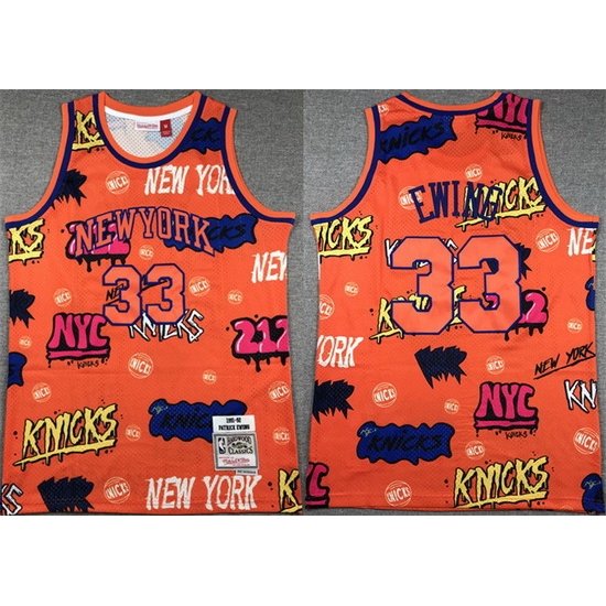 Men New Yok Knicks 33 Patrick Ewing Orange 1991 92 Throwback Stitched Jersey Men New Yok Knicks 33 Patrick Ewing Orange 1991 92 Throwback Stitched Jersey