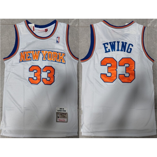 Men New Yok Knicks 33 Patrick Ewing White Throwback Stitched Jersey Men New Yok Knicks 33 Patrick Ewing White Throwback Stitched Jersey