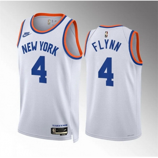 Men New Yok Knicks 4 Malachi Flynn White 2021 22 City Edition Stitched Basketball Jersey Men New Yok Knicks 4 Malachi Flynn White 2021 22 City Edition Stitched Basketball Jersey