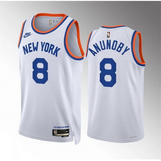 Men New Yok Knicks 8 OG Anunoby White 2021 22 City Edition Stitched Basketball Jersey Men New Yok Knicks 8 OG Anunoby White 2021 22 City Edition Stitched Basketball Jersey