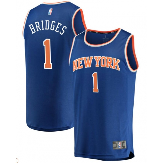 Men New York Knicks #1 Mikal Bridges Blue Stitched NBA Jersey Icon Edition Men New York Knicks #1 Mikal Bridges Blue Stitched NBA Jersey Icon Edition