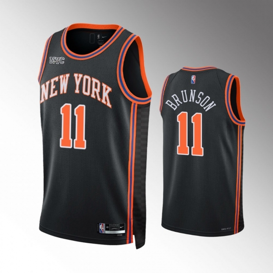 Men New York Knicks 2021 22 Jalen Brunson #11 City Edition Black Jersey Men New York Knicks 2021 22 Jalen Brunson #11 City Edition Black Jersey