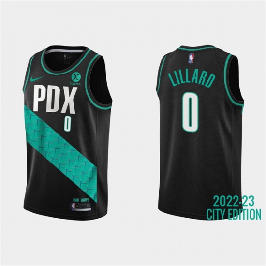 Men Portland Trail Portland Blazers 0 Damian Lillard 2022 23 Black City Edition Stitched Basketball Jersey Men Portland Trail Portland Blazers 0 Damian Lillard 2022 23 Black City Edition Stitched Basketball Jersey