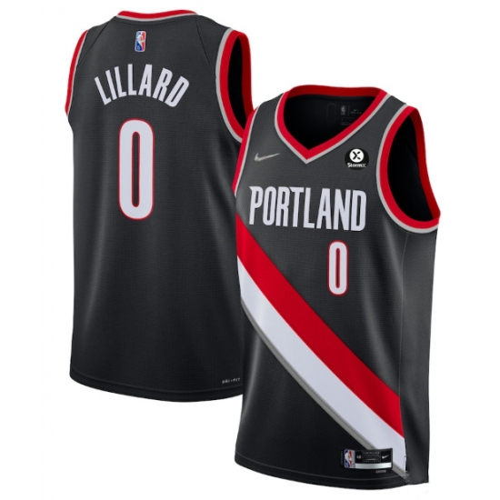 Men Portland Trail Portland Blazers 0 Damian Lillard Black 2021 22 Icon Edition 75th Anniversary Stitched Basketball Jersey Men Portland Trail Portland Blazers 0 Damian Lillard Black 2021 22 Icon Edition 75th Anniversary Stitched Basketball Jersey