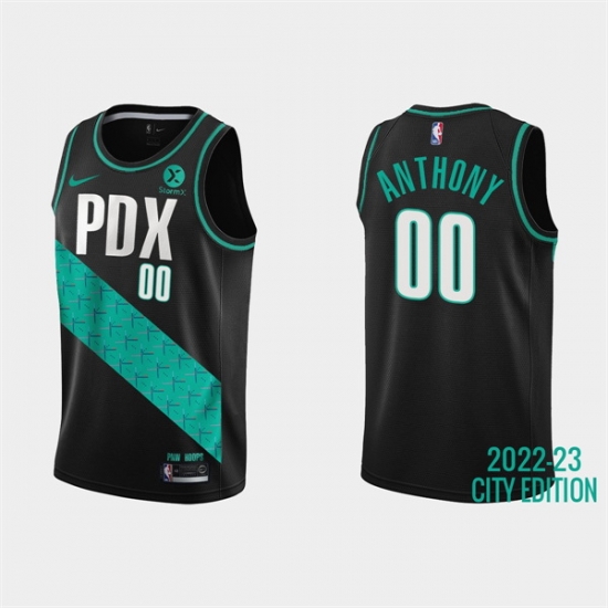 Men Portland Trail Portland Blazers 00 Carmelo Anthony 2022 23 Black City Edition Stitched Basketball Jersey Men Portland Trail Portland Blazers 00 Carmelo Anthony 2022 23 Black City Edition Stitched Basketball Jersey