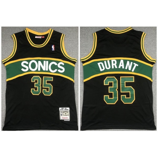Men Seattle Supersonic 35 Kevin Durant Black 2007 08 Black Throwback SuperSonics Stitched Jersey Men Seattle Supersonic 35 Kevin Durant Black 2007 08 Black Throwback SuperSonics Stitched Jersey