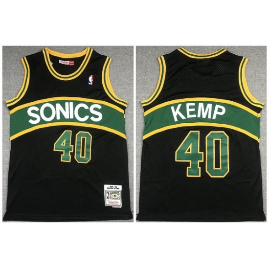 Men Seattle Supersonic 40 Shawn Kemp Black 1994 95 Throwback SuperSonics Stitched Jersey Men Seattle Supersonic 40 Shawn Kemp Black 1994 95 Throwback SuperSonics Stitched Jersey