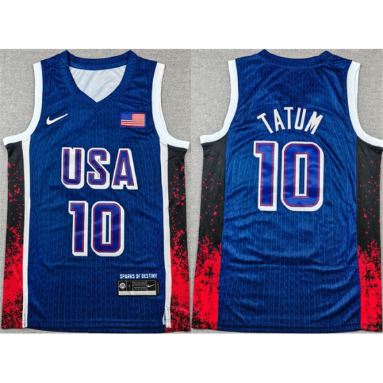 Men USA Basketball 10 Jayson Tatum Navy 2024 Olympics Stitched Jersey Men USA Basketball 10 Jayson Tatum Navy 2024 Olympics Stitched Jersey
