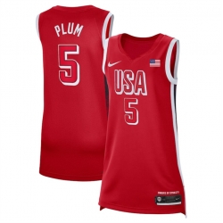 Men USA Basketball 5 Kelsey Plum Red 2024 Swingman Stitched Jersey