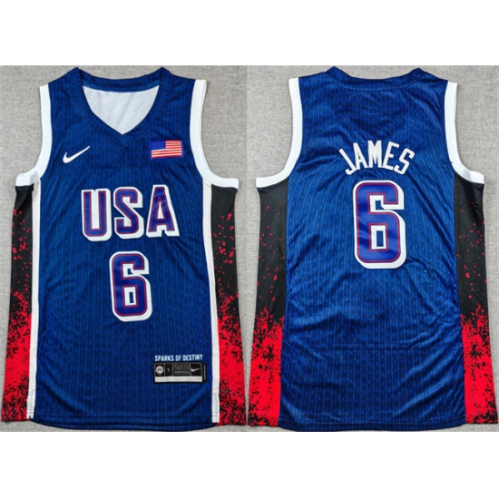 Men USA Basketball 6 LeBron James Navy 2024 Olympics Stitched Jersey Men USA Basketball 6 LeBron James Navy 2024 Olympics Stitched Jersey