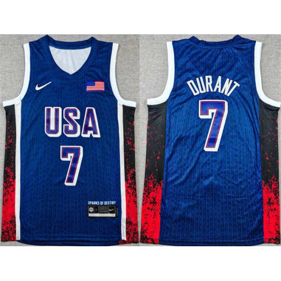 Men USA Basketball 7 Kevin Durant Navy 2024 Olympics Stitched Jersey Men USA Basketball 7 Kevin Durant Navy 2024 Olympics Stitched Jersey