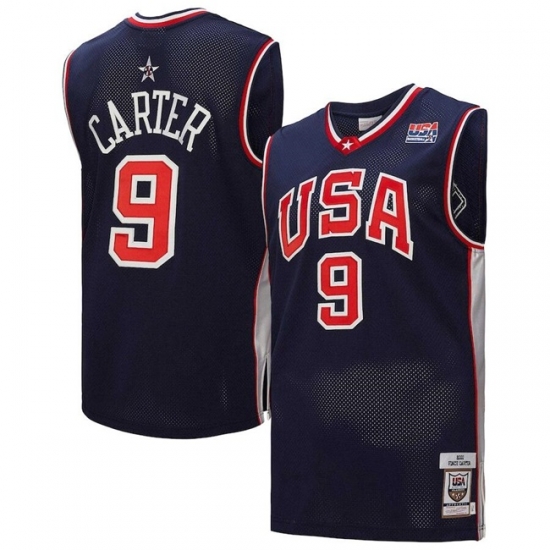 Men USA Basketball 9 Vince Carter 2000 Navy Throwback Stitched Jersey Men USA Basketball 9 Vince Carter 2000 Navy Throwback Stitched Jersey