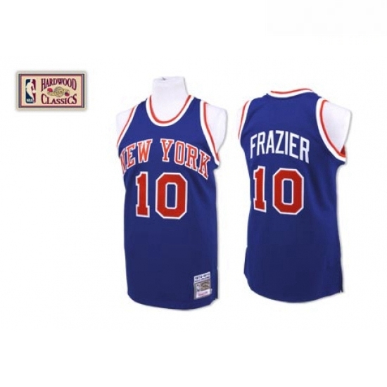 Mens Mitchell and Ness New York Knicks 10 Walt Frazier Authentic Royal Blue Throwback NBA Jersey Mens Mitchell and Ness New York Knicks 10 Walt Frazier Authentic Royal Blue Throwback NBA Jersey