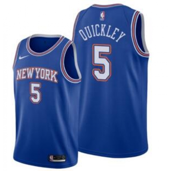 Men's New York Knicks Immanuel Quickley Blue 2021 Statement Jersey Men's New York Knicks Immanuel Quickley Blue 2021 Statement Jersey