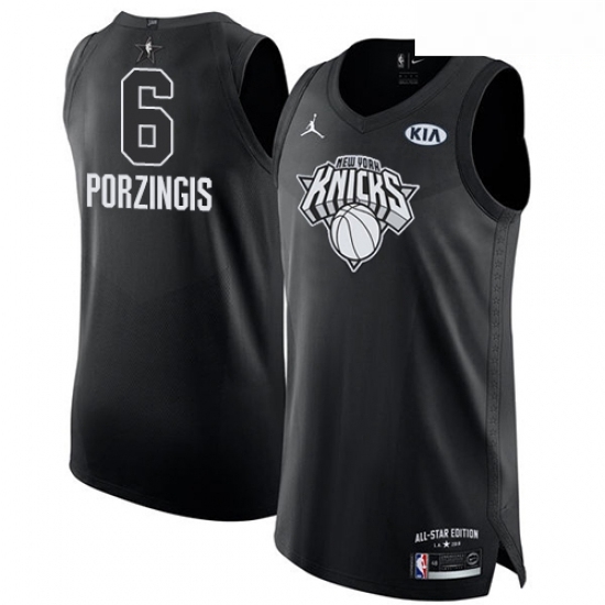 Mens Nike Jordan New York Knicks 6 Kristaps Porzingis Authentic Black 2018 All Star Game NBA Jersey Mens Nike Jordan New York Knicks 6 Kristaps Porzingis Authentic Black 2018 All Star Game NBA Jersey
