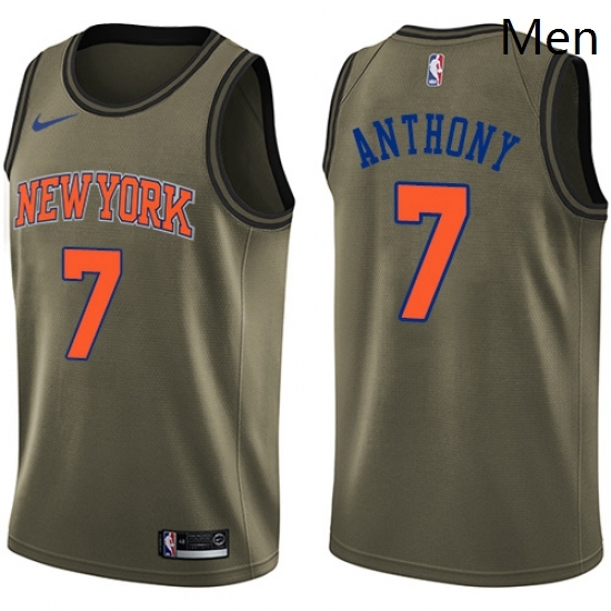 Mens Nike New York Knicks 7 Carmelo Anthony Swingman Green Salute to Service NBA Jersey Mens Nike New York Knicks 7 Carmelo Anthony Swingman Green Salute to Service NBA Jersey