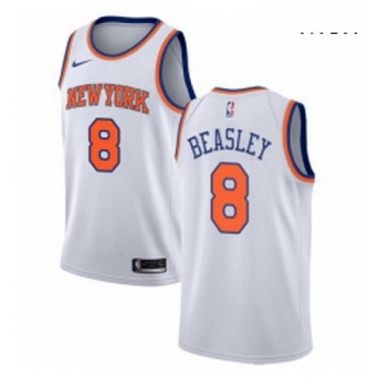 Mens Nike New York Knicks 8 Michael Beasley Authentic White NBA Jersey Association Edition 