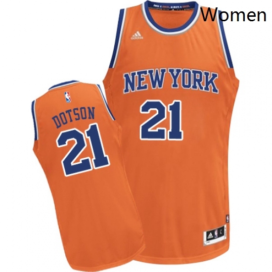 Womens Adidas New York Knicks 21 Damyean Dotson Swingman Orange Alternate NBA Jersey 