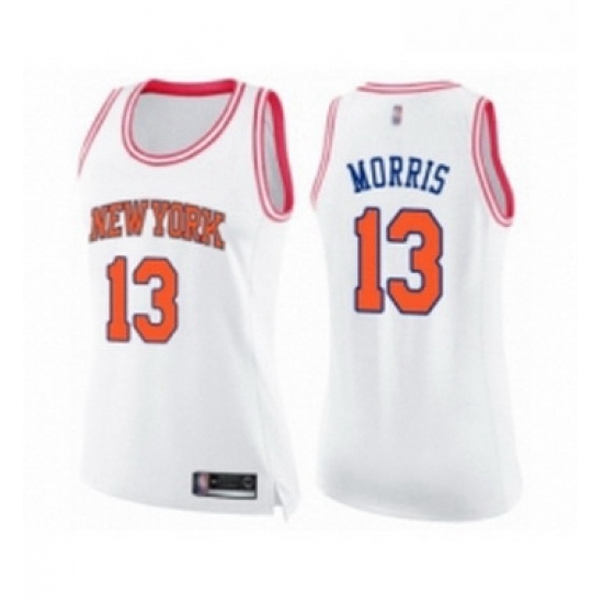 Womens New York Knicks 13 Marcus Morris Swingman White Pink Fashion Basketball Jersey Womens New York Knicks 13 Marcus Morris Swingman White Pink Fashion Basketball Jersey