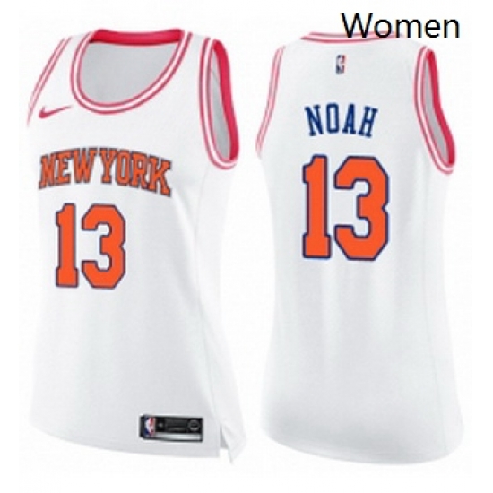 Womens Nike New York Knicks 13 Joakim Noah Swingman WhitePink Fashion NBA Jersey Womens Nike New York Knicks 13 Joakim Noah Swingman WhitePink Fashion NBA Jersey