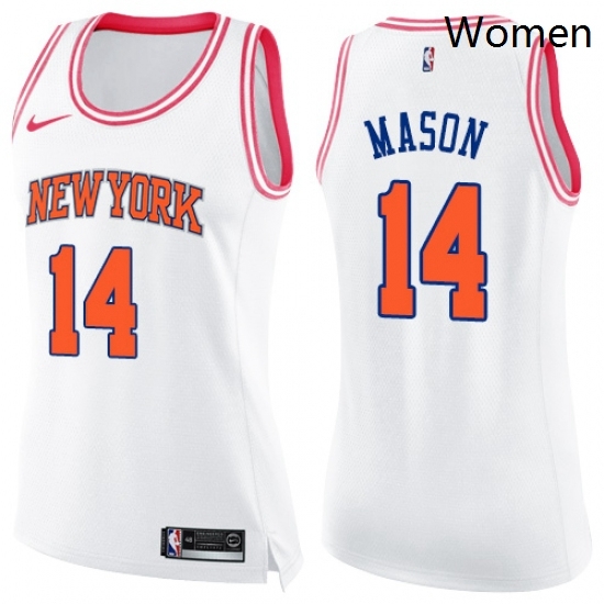 Womens Nike New York Knicks 14 Anthony Mason Swingman WhitePink Fashion NBA Jersey Womens Nike New York Knicks 14 Anthony Mason Swingman WhitePink Fashion NBA Jersey