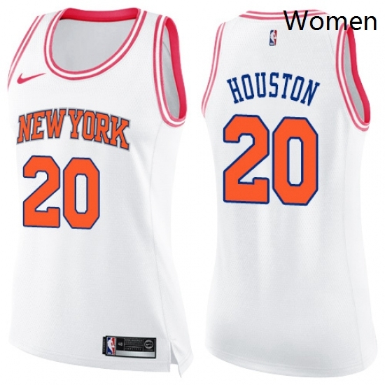 Womens Nike New York Knicks 20 Allan Houston Swingman WhitePink Fashion NBA Jersey Womens Nike New York Knicks 20 Allan Houston Swingman WhitePink Fashion NBA Jersey