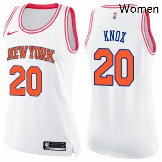 Womens Nike New York Knicks 20 Kevin Knox Swingman WhitePink Fashion NBA Jersey Womens Nike New York Knicks 20 Kevin Knox Swingman WhitePink Fashion NBA Jersey