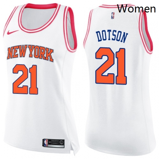 Womens Nike New York Knicks 21 Damyean Dotson Swingman White Pink Fashion NBA Jersey Womens Nike New York Knicks 21 Damyean Dotson Swingman White Pink Fashion NBA Jersey