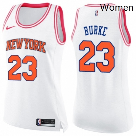 Womens Nike New York Knicks 23 Trey Burke Swingman WhitePink Fashion NBA Jersey Womens Nike New York Knicks 23 Trey Burke Swingman WhitePink Fashion NBA Jersey