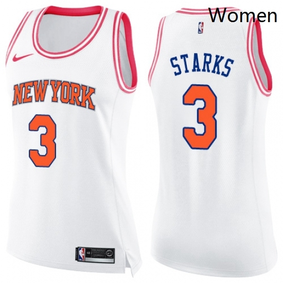 Womens Nike New York Knicks 3 John Starks Swingman WhitePink Fashion NBA Jersey Womens Nike New York Knicks 3 John Starks Swingman WhitePink Fashion NBA Jersey