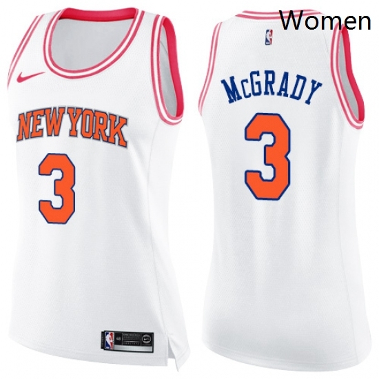 Womens Nike New York Knicks 3 Tracy McGrady Swingman WhitePink Fashion NBA Jersey Womens Nike New York Knicks 3 Tracy McGrady Swingman WhitePink Fashion NBA Jersey