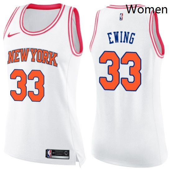 Womens Nike New York Knicks 33 Patrick Ewing Swingman WhitePink Fashion NBA Jersey Womens Nike New York Knicks 33 Patrick Ewing Swingman WhitePink Fashion NBA Jersey