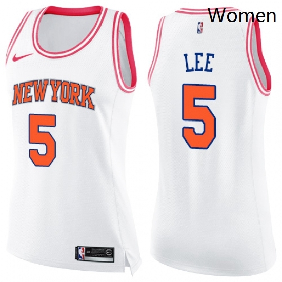Womens Nike New York Knicks 5 Courtney Lee Swingman WhitePink Fashion NBA Jersey Womens Nike New York Knicks 5 Courtney Lee Swingman WhitePink Fashion NBA Jersey