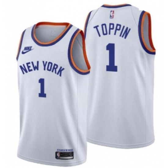 Youth New York Knicks 1 Obi Toppin Men Nike Releases Classic Edition NBA 75th Anniversary Jersey White Youth New York Knicks 1 Obi Toppin Men Nike Releases Classic Edition NBA 75th Anniversary Jersey White