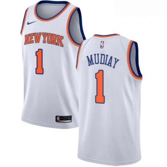 Youth Nike New York Knicks 1 Emmanuel Mudiay Authentic White NBA Jersey Association Edition Youth Nike New York Knicks 1 Emmanuel Mudiay Authentic White NBA Jersey Association Edition